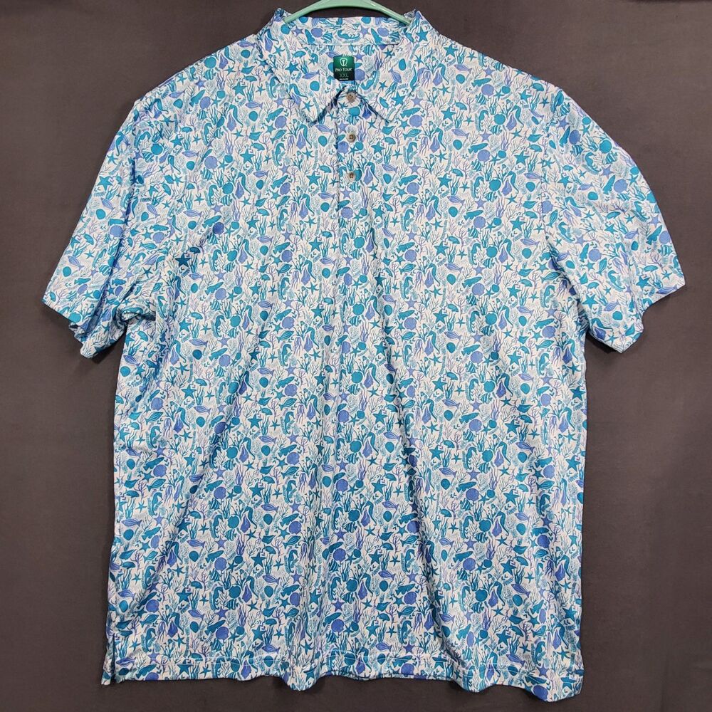 Pro Tour Performance Shirt Mens XL Blue Poly Blend Golf Polo Short Sleeve